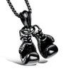 Unisex Electroplated Alloy Double Boxing Glove Pendant Necklace With Leaf And Floral Details