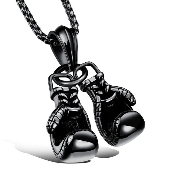 Unisex Electroplated Alloy Double Boxing Glove Pendant Necklace With Leaf And Floral Details
