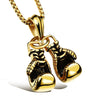 Unisex Electroplated Alloy Double Boxing Glove Pendant Necklace With Leaf And Floral Details