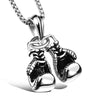 Unisex Electroplated Alloy Double Boxing Glove Pendant Necklace With Leaf And Floral Details