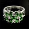 Unisex Electroplated Alloy Green Zircon Geometric Flower Ring With Sporty Style For Fashion Jewelry