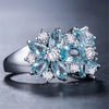 Unisex Electroplated Alloy Green Zircon Geometric Flower Ring With Sporty Style For Fashion Jewelry