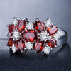 Unisex Electroplated Alloy Green Zircon Geometric Flower Ring With Sporty Style For Fashion Jewelry