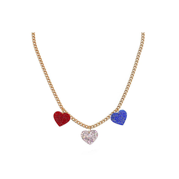 Unisex Electroplated Alloy Heart Pendant Clavicle Necklace With Geometric Letter Text Pattern Adjustable Chain Jewelry