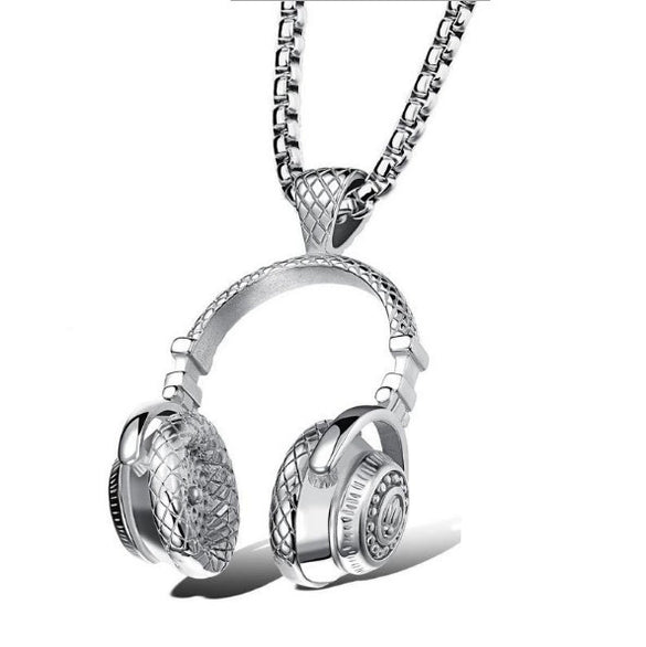 Unisex Electroplated Alloy Necklace With Titanium Steel Headphone Pendant Keel Chain And Rock Music Geometric Animal Zodiac Design