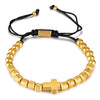 Unisex Electroplated Titanium Steel Cross Charm Woven Bracelet With Geometric Design Fashion Jewelry