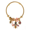 Unisex Fashion Diamond Inlaid Titanium Steel Bracelet With Bee And Flower Animal Zodiac Pendant
