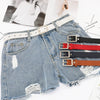 Unisex Fashion Imitation Leather Belt With Rectangle Alloy Pin Buckle All Match Decorative Black