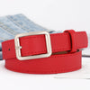 Unisex Fashion Imitation Leather Belt With Rectangle Alloy Pin Buckle All Match Decorative Black