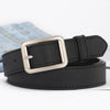 Unisex Fashion Imitation Leather Belt With Rectangle Alloy Pin Buckle All Match Decorative Black