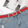 Unisex Fashion Imitation Leather Belt With Rectangle Alloy Pin Buckle All Match Decorative Black
