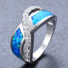 Unisex Geometric Blue Cross Alloy Ring With Electroplated Diamond Accents Fashion Jewelry
