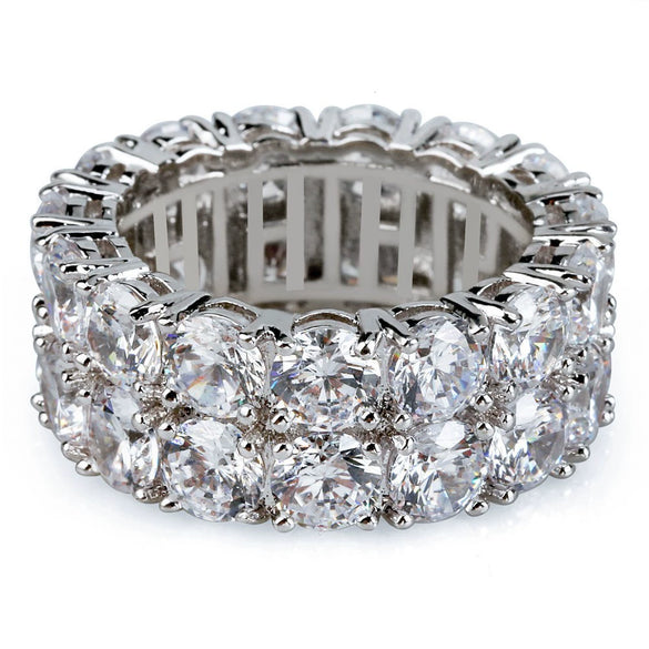 Unisex Geometric Blue Cross Alloy Ring With Electroplated Diamond Accents Fashion Jewelry