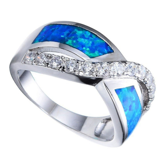 Unisex Geometric Blue Cross Alloy Ring With Electroplated Diamond Accents Fashion Jewelry
