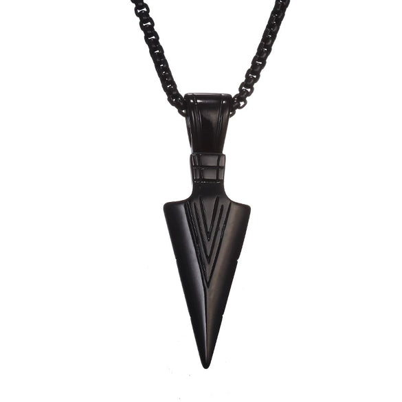 Unisex Geometric Bow And Arrow Triangle Arrowhead Pendant Necklace With Alloy Box Chain And Electroplated Finish