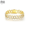 Unisex Geometric Copper Bracelet With Inlaid Zircon And Electroplated Finish Fashion Hip Hop Streetwear Jewelry