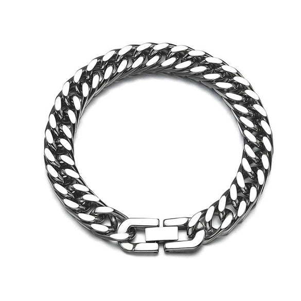 Unisex Geometric Cuban Link Necklace In Polished Stainless Steel With Double Weave Design And Clasp Closure
