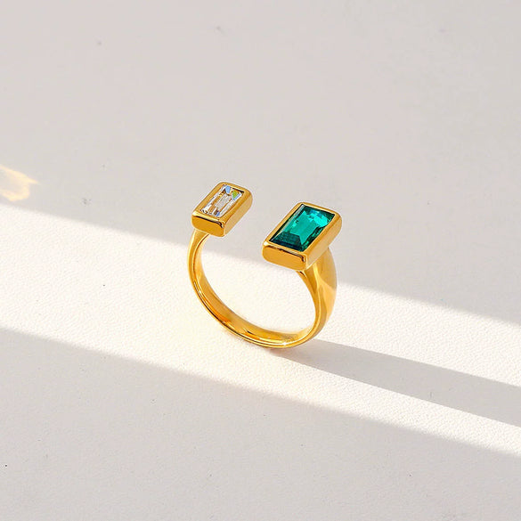 Unisex Geometric Electroplated Water Drop Shaped Zircon Adjustable Open Index Finger Ring