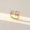 Unisex Geometric Electroplated Water Drop Shaped Zircon Adjustable Open Index Finger Ring