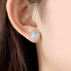 Unisex Geometric Flower Earrings In Electroplated Copper With Black Nano Zircon And Twotone Gold Finish