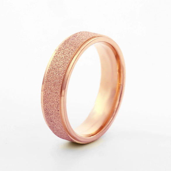 Unisex Geometric Frosted Titanium Steel Ring With Rose Gold Electroplated Finish Personality Style Jewelry
