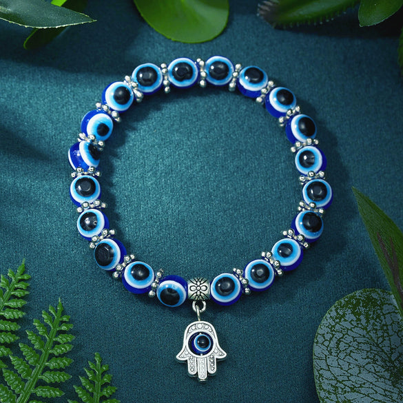 Unisex Geometric Glass And Glaze Beaded Bracelet With Sculpture Design