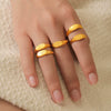 Unisex Geometric Letter Number 316L Stainless Steel Gold Plated Finger Ring