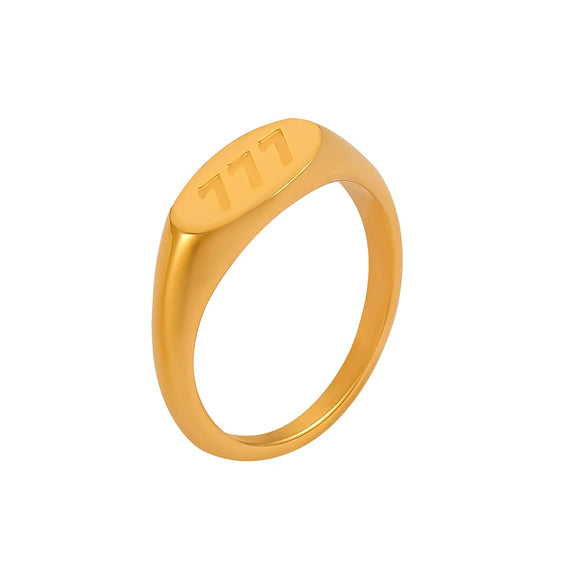 Unisex Geometric Letter Number 316L Stainless Steel Gold Plated Finger Ring