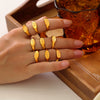 Unisex Geometric Letter Number 316L Stainless Steel Gold Plated Finger Ring