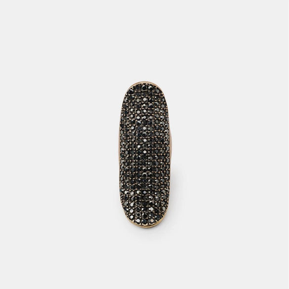 Unisex Geometric Long Rhinestone Ring In Zinc Alloy With Polished Electroplated Finish And Contrasting Color Design