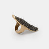 Unisex Geometric Long Rhinestone Ring In Zinc Alloy With Polished Electroplated Finish And Contrasting Color Design