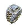 Unisex Geometric Metal Ring With Gold Tone Electroplated Finish And Cluster Inlaid Design Hip Hop Style Jewelry