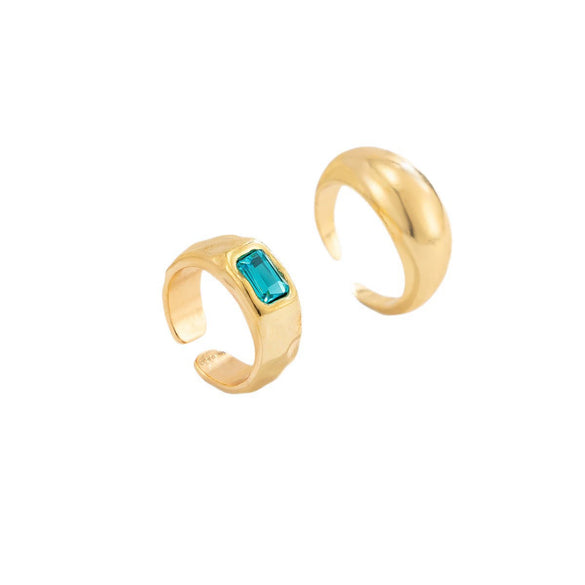 Unisex Geometric Open Toe Ring With Colored Rhinestone Detail Curved Round Alloy Foot Jewelry