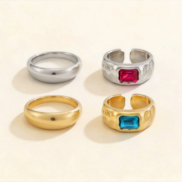 Unisex Geometric Open Toe Ring With Colored Rhinestone Detail Curved Round Alloy Foot Jewelry