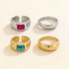 Unisex Geometric Open Toe Ring With Colored Rhinestone Detail Curved Round Alloy Foot Jewelry