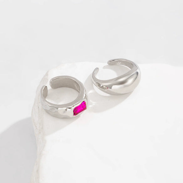 Unisex Geometric Open Toe Ring With Colored Rhinestone Detail Curved Round Alloy Foot Jewelry