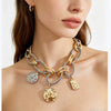 Unisex Geometric Oshaped Interlocking Alloy Necklace With Polished Electroplated Finish And Collarbone Chain