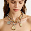 Unisex Geometric Oshaped Interlocking Alloy Necklace With Polished Electroplated Finish And Collarbone Chain