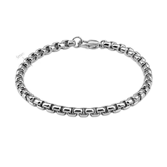 Unisex Geometric Square Box Chain Bracelet In Plated Stainless Steel Minimalist Jewelry For Men And Women