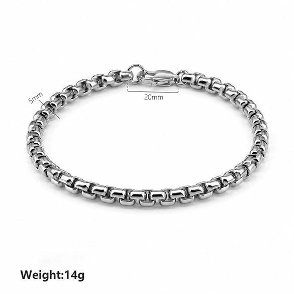 Unisex Geometric Square Box Chain Bracelet In Plated Stainless Steel Minimalist Jewelry For Men And Women