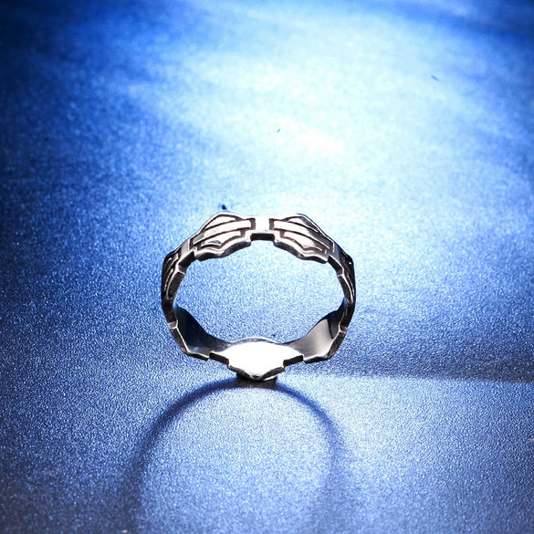 Unisex Geometric Stainless Steel Ring With Oiled Finish For Wholesale Jewelry Collections