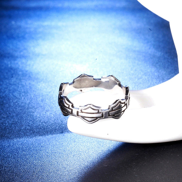 Unisex Geometric Stainless Steel Ring With Oiled Finish For Wholesale Jewelry Collections