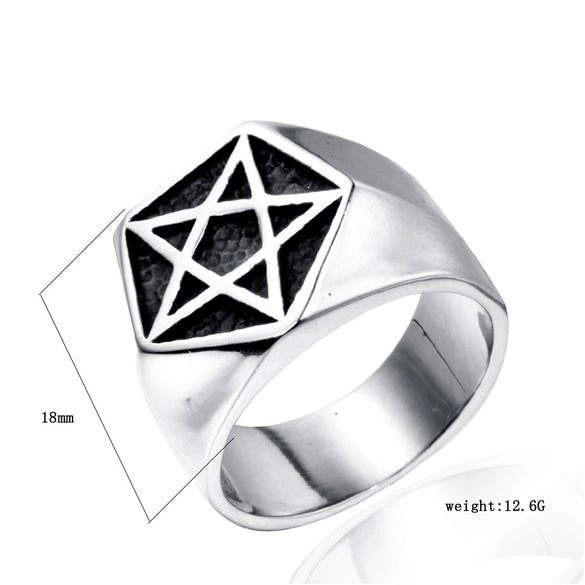 Unisex Geometric Star Ring In Electroplated Titanium Steel With Retro Inspired Style