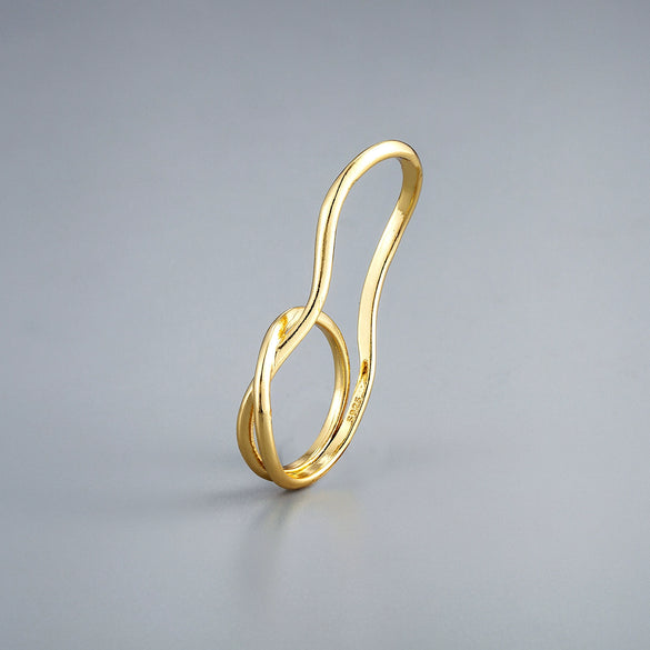 Unisex Geometric Statement Ring In Electroplated Copper With Double Ring Design And Adjustable Open Band