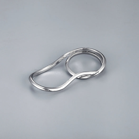 Unisex Geometric Statement Ring In Electroplated Copper With Double Ring Design And Adjustable Open Band