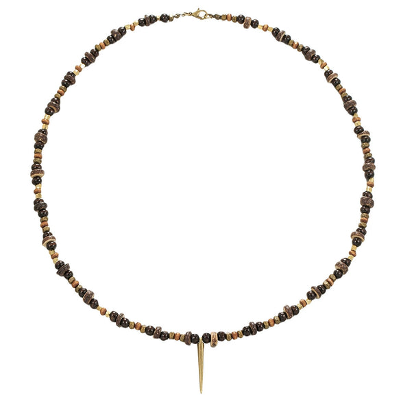 Unisex Geometric Style Coconut Shell And Wooden Beads Necklace With O Word Chain And Electroplating