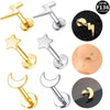 Unisex Geometric Titanium Alloy And Copper Stainless Steel Electroplated Earring And Lip Nail With Star Moon Lightning Pattern
