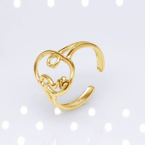 Unisex Geometric Titanium Steel Open Adjustable Ring With Electroplated Finish Exaggerated Hip Hop Style Statement Band