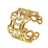 Unisex Geometric Titanium Steel Open Adjustable Ring With Electroplated Finish Exaggerated Hip Hop Style Statement Band