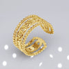 Unisex Geometric Titanium Steel Open Adjustable Ring With Electroplated Finish Exaggerated Hip Hop Style Statement Band